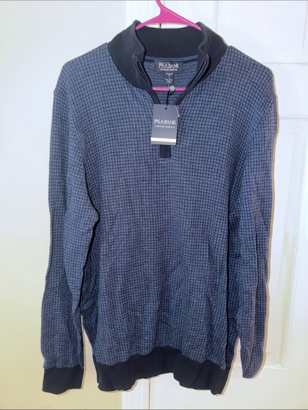 Jos. A. Bank Men's Dark Navy Textured Quarter-Zip Sweater